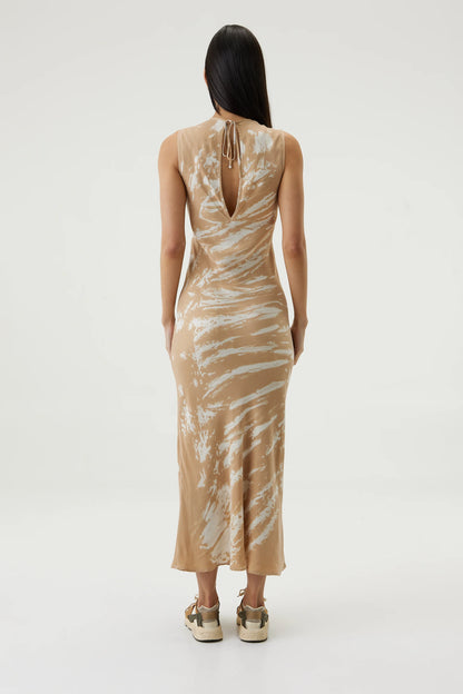 TWIST THROUGH BIAS TANK MAXI - TAN TIE DYE - Leela Rose Boutique