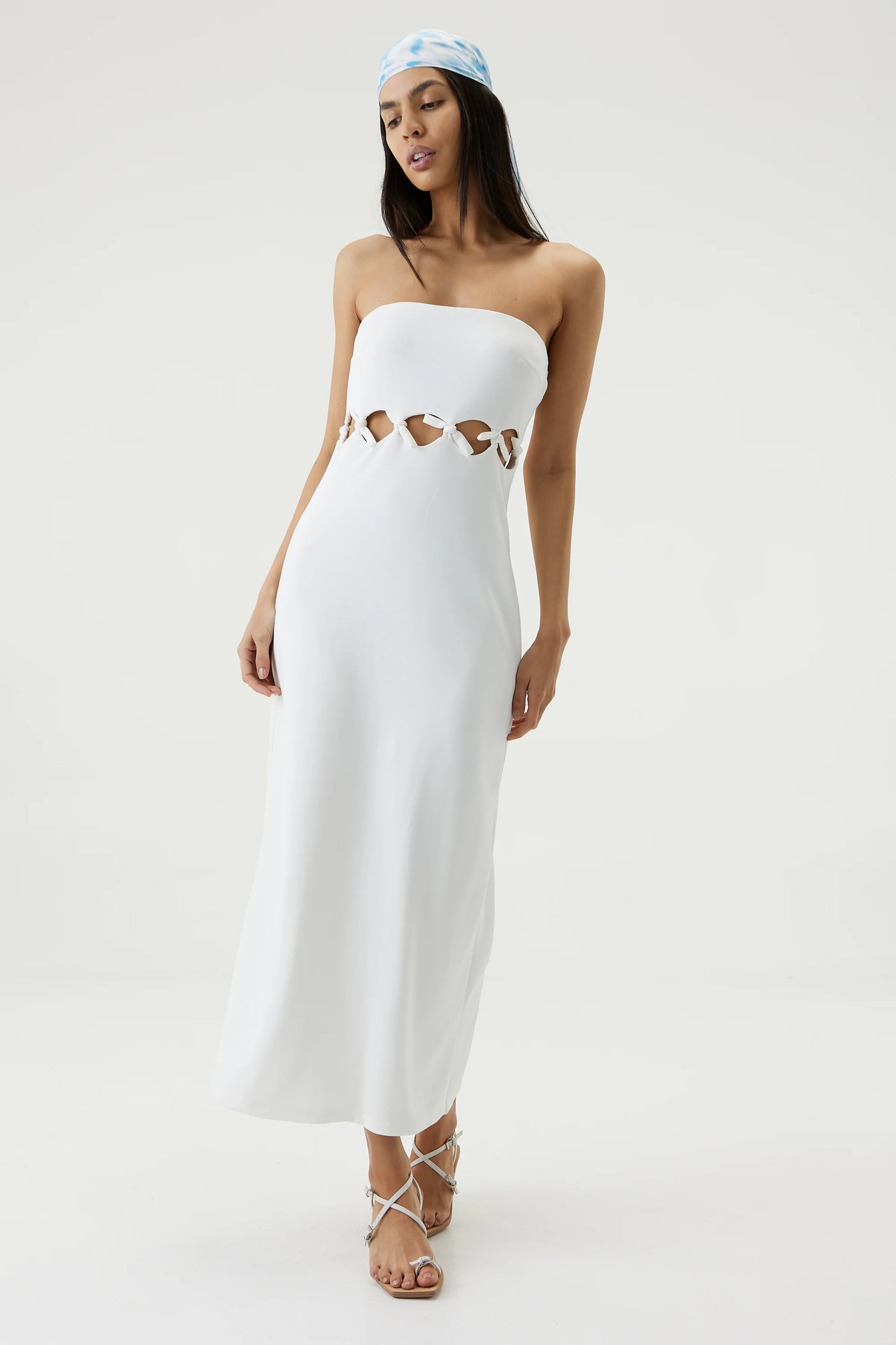 TIE DOWN STRAPLESS MIDI - OFF WHITE - Leela Rose Boutique