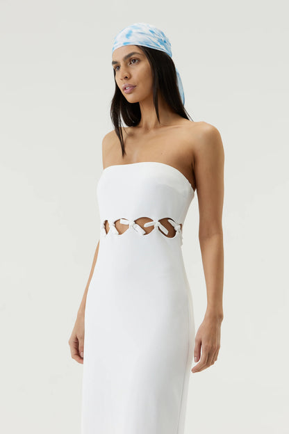 TIE DOWN STRAPLESS MIDI - OFF WHITE - Leela Rose Boutique