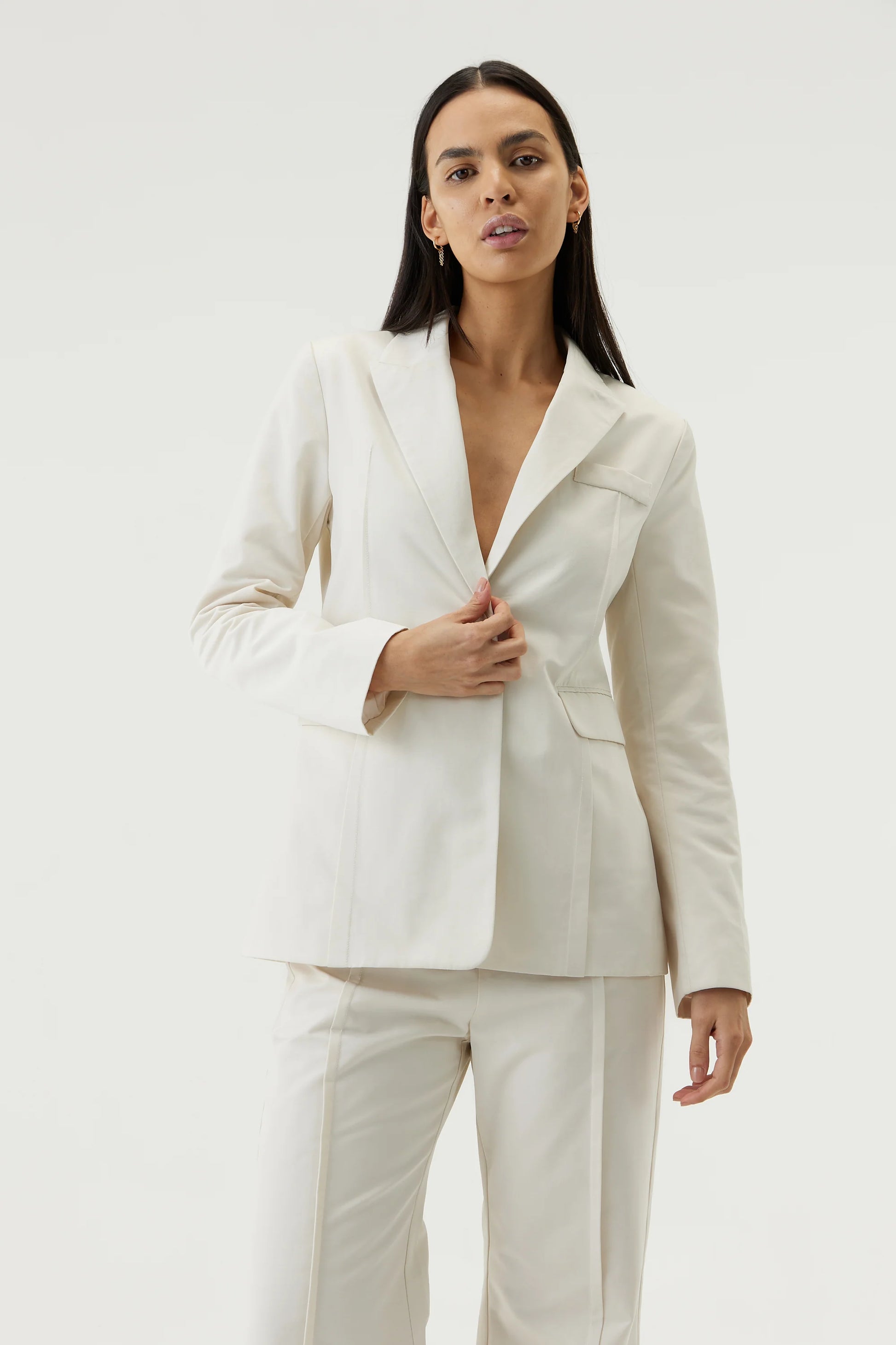 LINE THROUGH BLAZER - BONE - Leela Rose Boutique