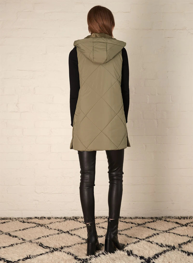 Arctic Puffer Vest - Khaki & Black - Leela Rose Boutique