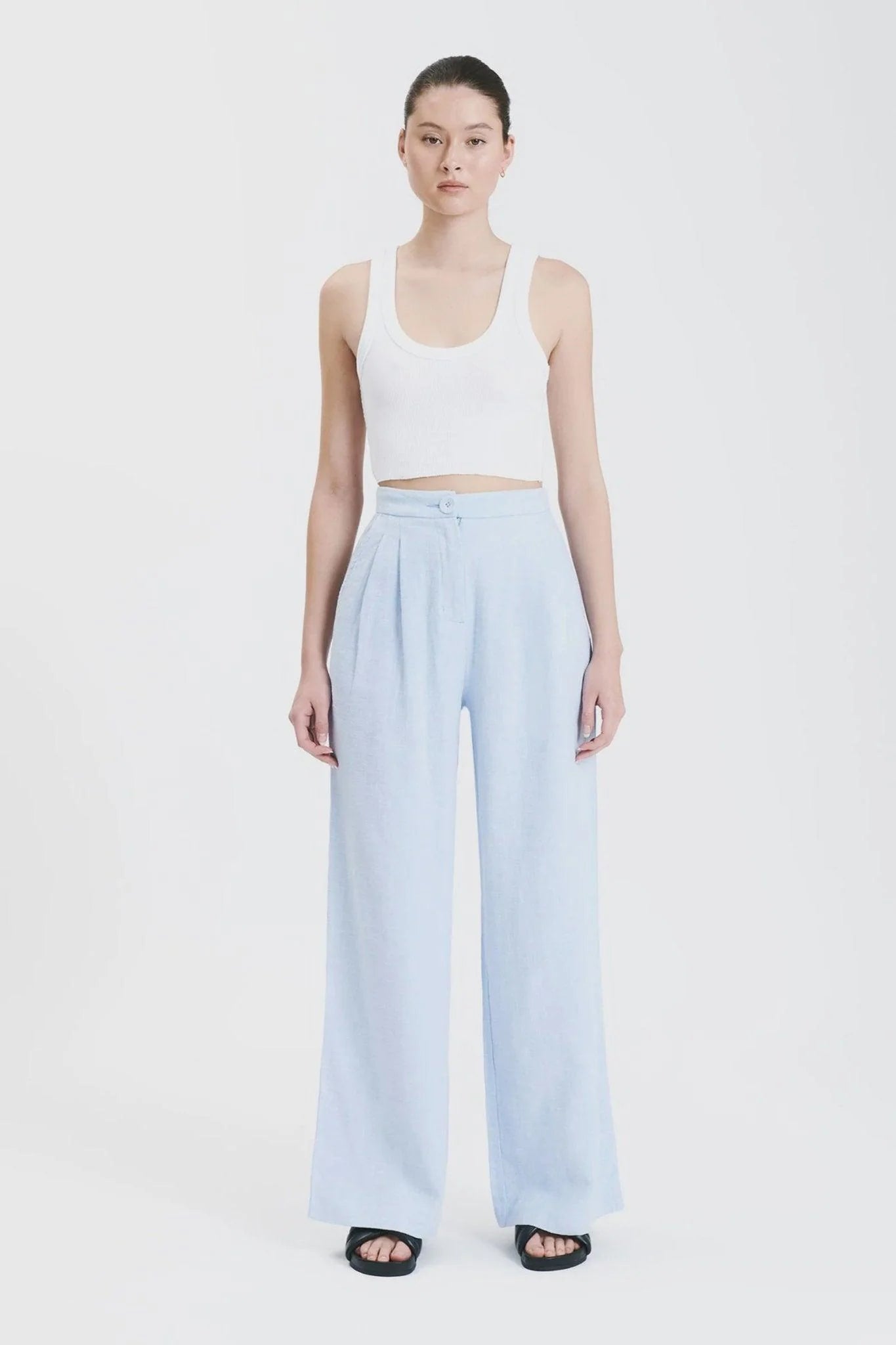 BLAIR TAILORED PANT-SKY - Leela Rose Boutique