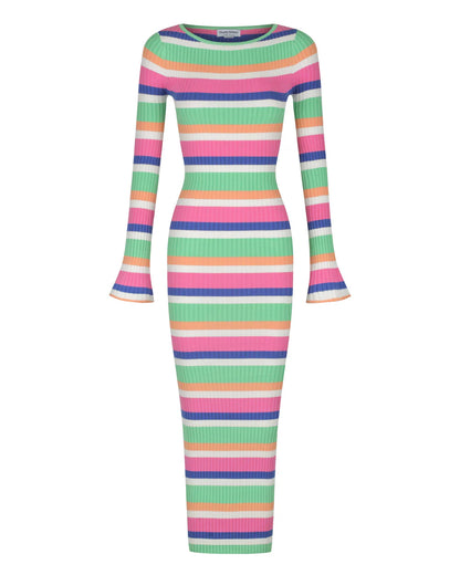 MARTINA MIDI DRESS - MULTI STRIPE - Leela Rose Boutique