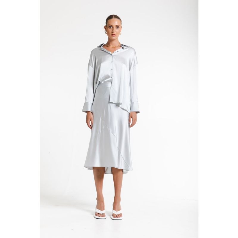 TAOS OVERSIZED SHIRT - SILVER METAL - Leela Rose Boutique