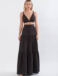 TIERED LINEN MAXI SKIRT - Leela Rose Boutique