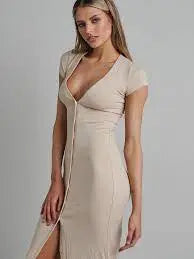 RUMI DRESS - BEIGE - Leela Rose Boutique