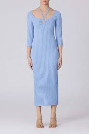 SECOND SKIN KNIT DRESS - POWDER BLUE - Leela Rose Boutique