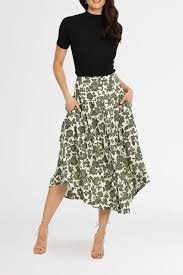 BOTANIC MIDI SKIRT - BOTANIC FLORAL - Leela Rose Boutique