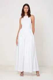 HIGH NECK MAXI DRESS - BLEACH - Leela Rose Boutique