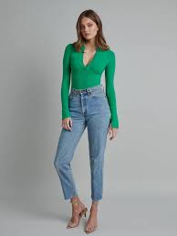 CELINE BODYSUIT - GREEN - Leela Rose Boutique