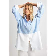 THE GRANDPA SHIRT - BLUE COMBO - Leela Rose Boutique