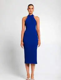 GIN RACER BACK KNIT DRESS - ELECTRIC BLUE - Leela Rose Boutique