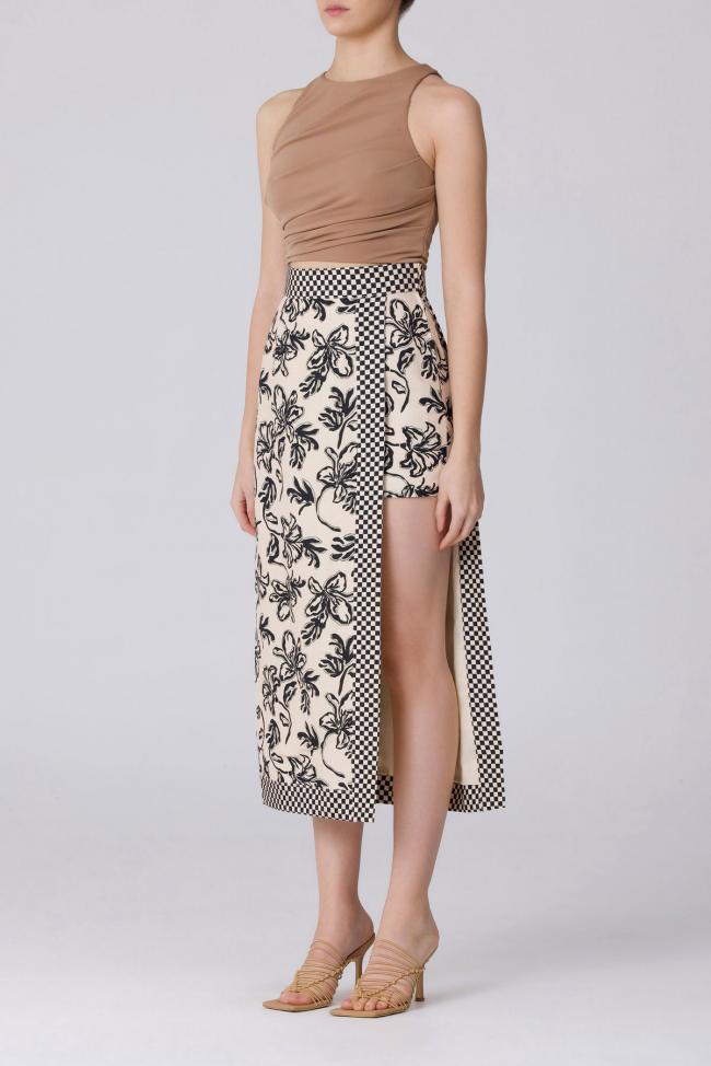 FAR FROM MIDI SKIRT - BLACK DESERT FLORAL - Leela Rose Boutique