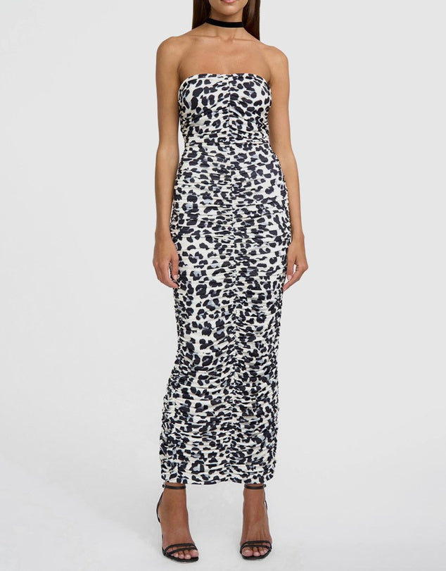 Leopard Gather Strapless | Leopard - Leela Rose Boutique