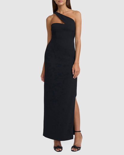 Sharp One Shoulder Midi | Black - Leela Rose Boutique