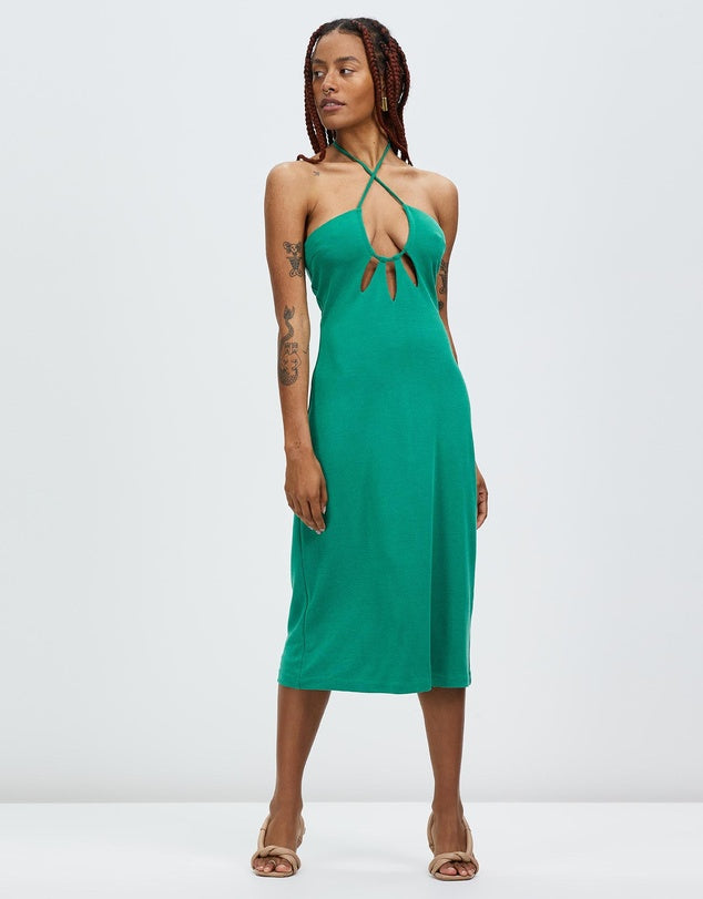 RIP TIDE MIDI SLIP DRESS - EMERALD - Leela Rose Boutique