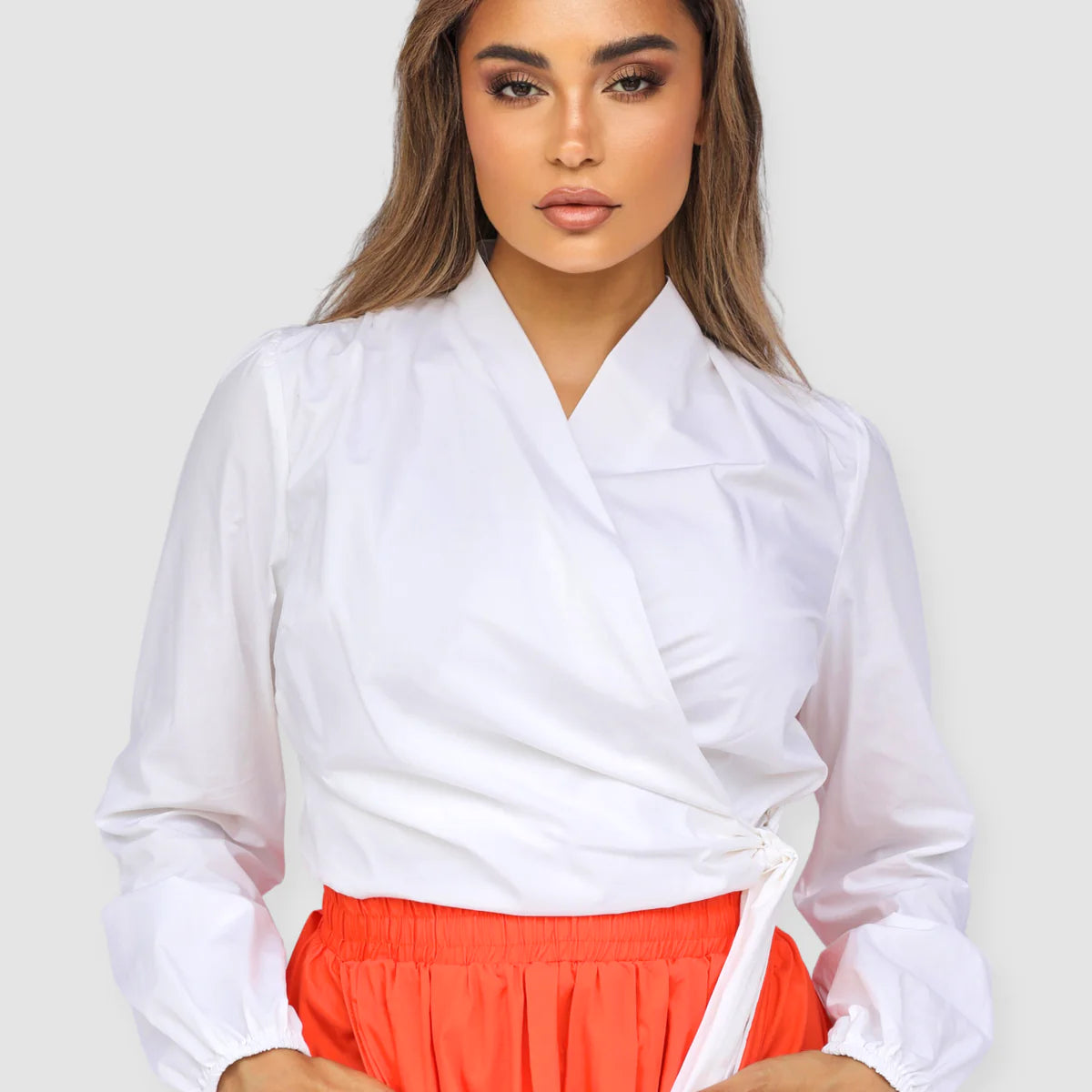 FLIGHT WRAP SHIRT - WHITE - Leela Rose Boutique