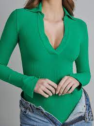 CELINE BODYSUIT - GREEN - Leela Rose Boutique