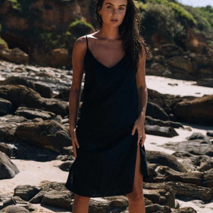 TUESDAY SLIP DRESS - BLACK - Leela Rose Boutique