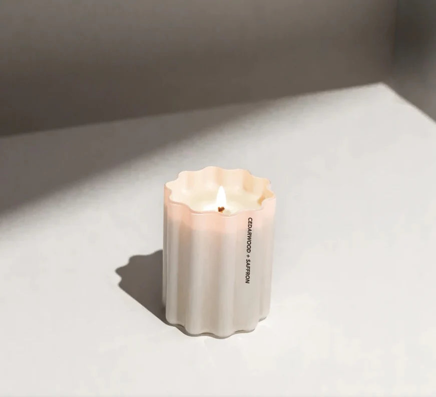 WAVE CANDLE - CEDARWOOD + SAFFRON - Leela Rose Boutique