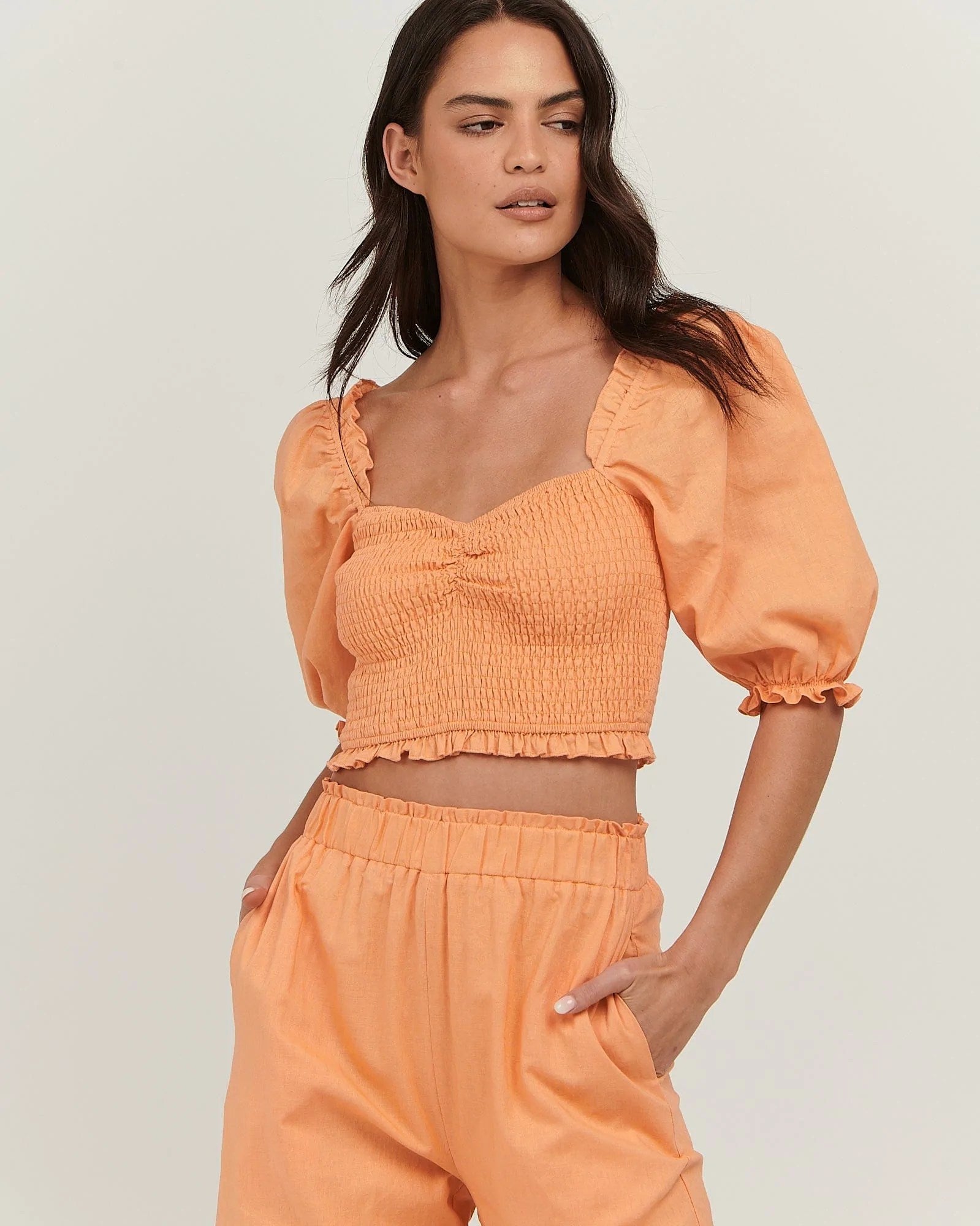 ANDREA TOP - APRICOT - Leela Rose Boutique