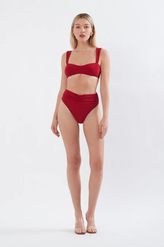 ISSA BIKINI BOTTOM - RED SHIMMER - Leela Rose Boutique