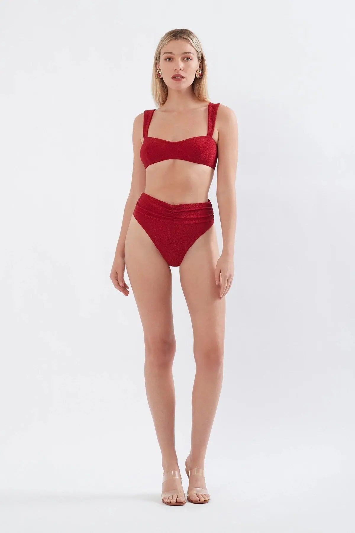 ISSA BIKINI TOP - RED SHIMMER - Leela Rose Boutique