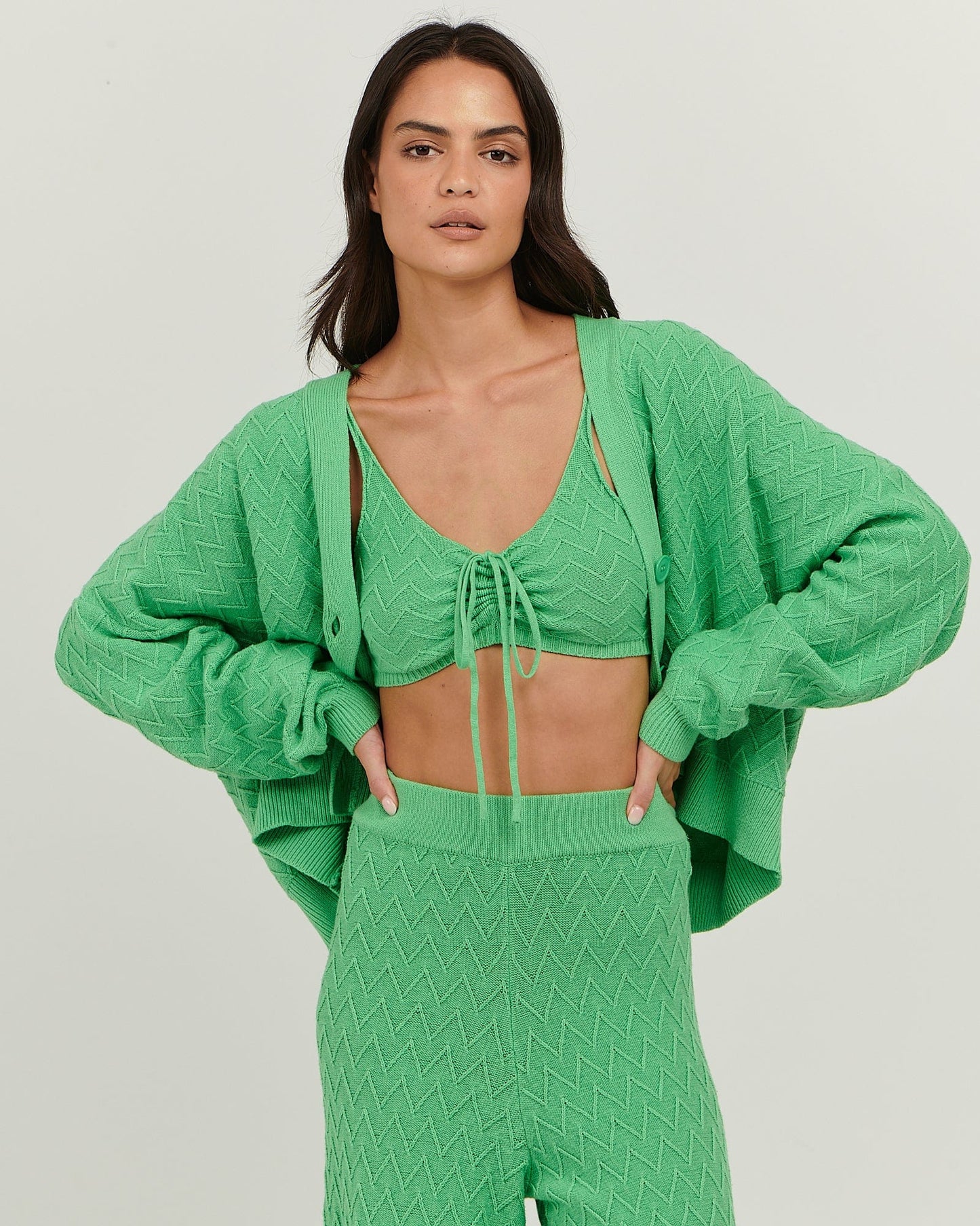 CAMILA CARDIGAN - GREEN - Leela Rose Boutique