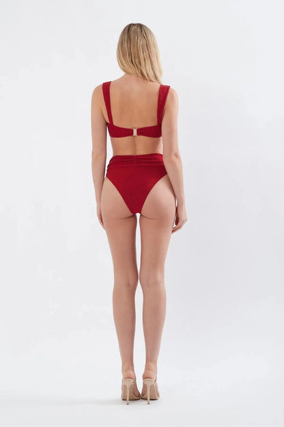 ISSA BIKINI TOP - RED SHIMMER - Leela Rose Boutique