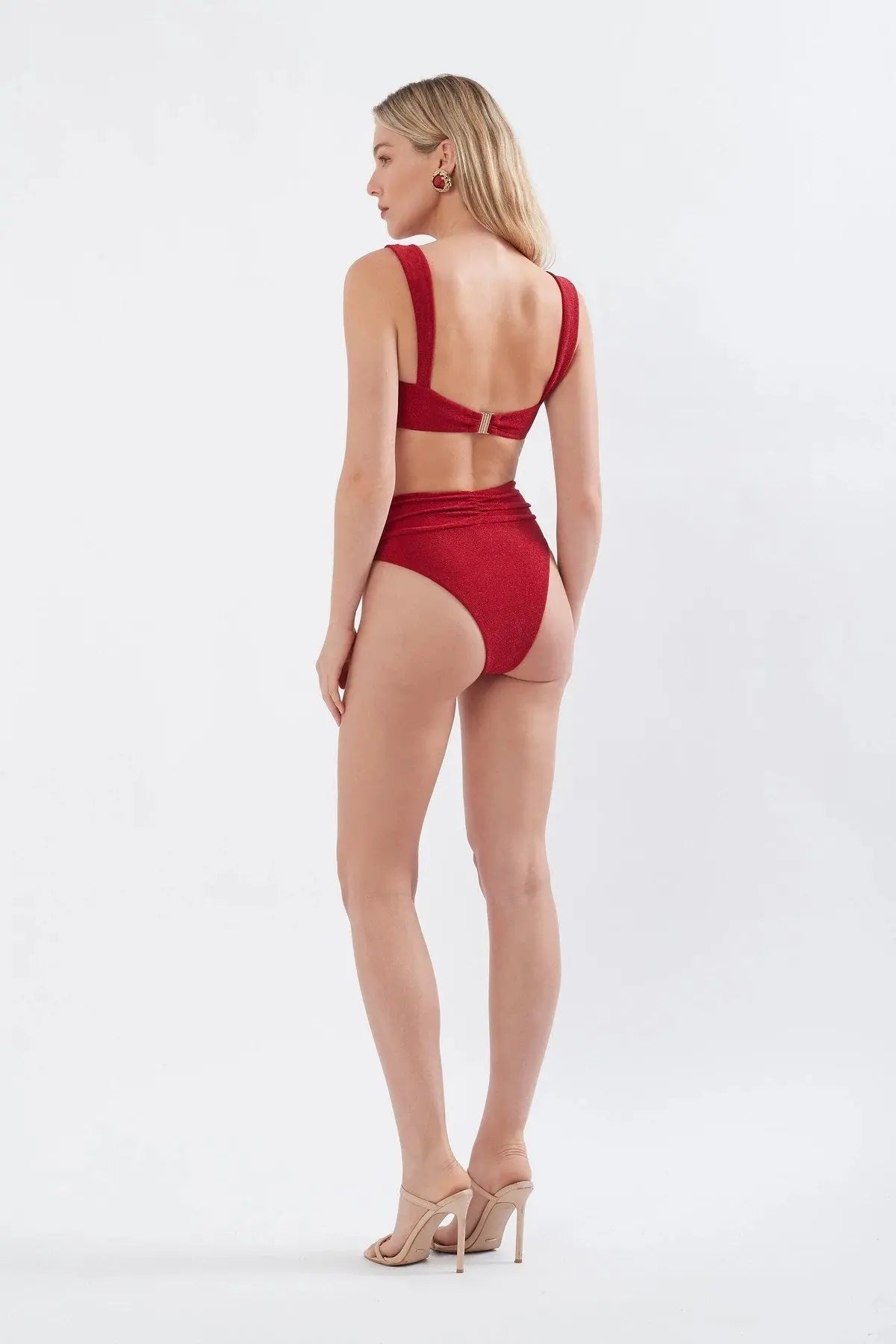 ISSA BIKINI TOP - RED SHIMMER - Leela Rose Boutique