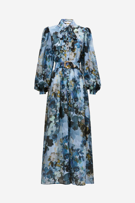 MAXI SHIRT DRESS - BLUE FLORAL - Leela Rose Boutique