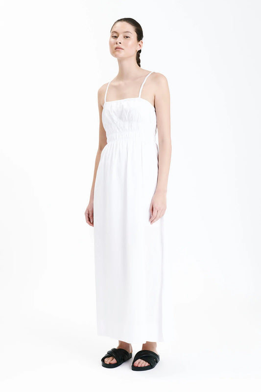 AKIRA POPLIN MAXI DRESS - WHITE - Leela Rose Boutique