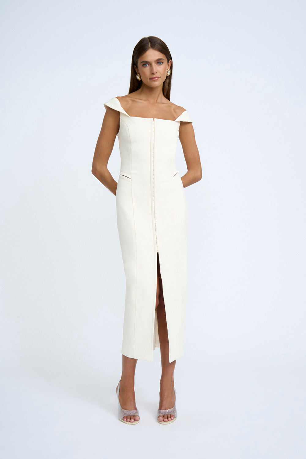 PALMONA PANEL MIDI DRESS - CRÉME - Leela Rose Boutique