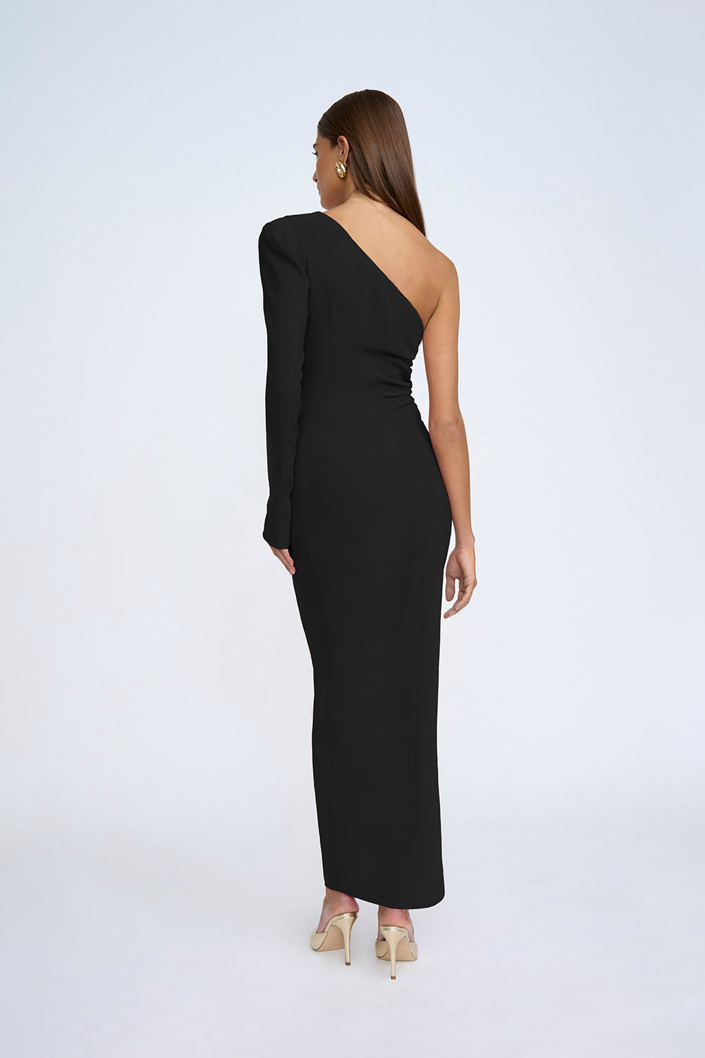 SEREFINA ASYMMETRIC GATHER DRESS | BLACK - Leela Rose Boutique