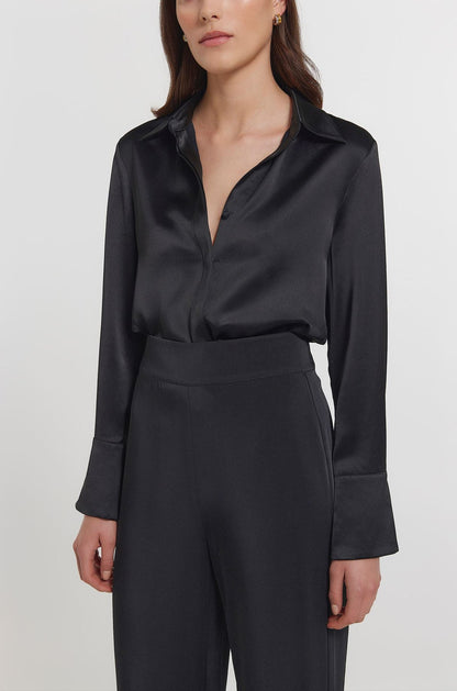 Silky Shirt | Black - Leela Rose Boutique